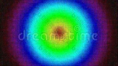半色调圈彩虹渐变点状径向图案图形-4K无缝环运动背景动画